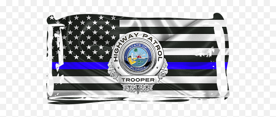 Florida Highway Patrol - F H P Trooper Badge Over The Thin Emoji,Thin Blue Line Flag Png