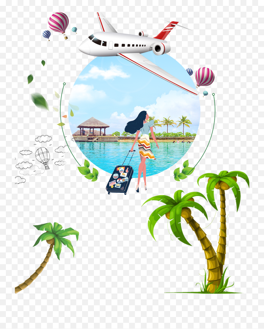 Download Summer Coconut Euclidean - Air Transportation Emoji,Vacation Clipart