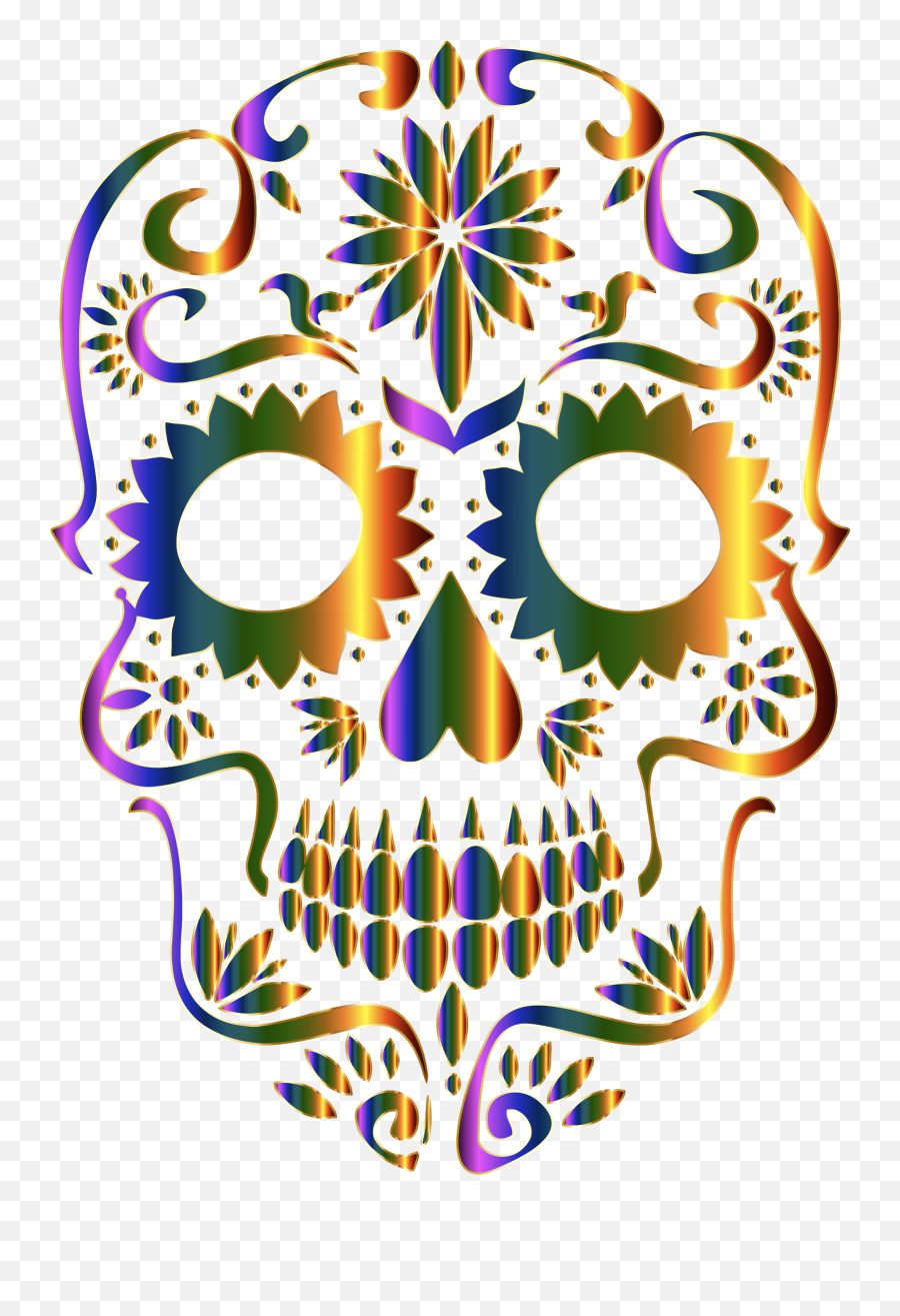 Day Of The Dead Skull Transparent Png - Sugar Skull Svg Emoji,Skull Transparent Background