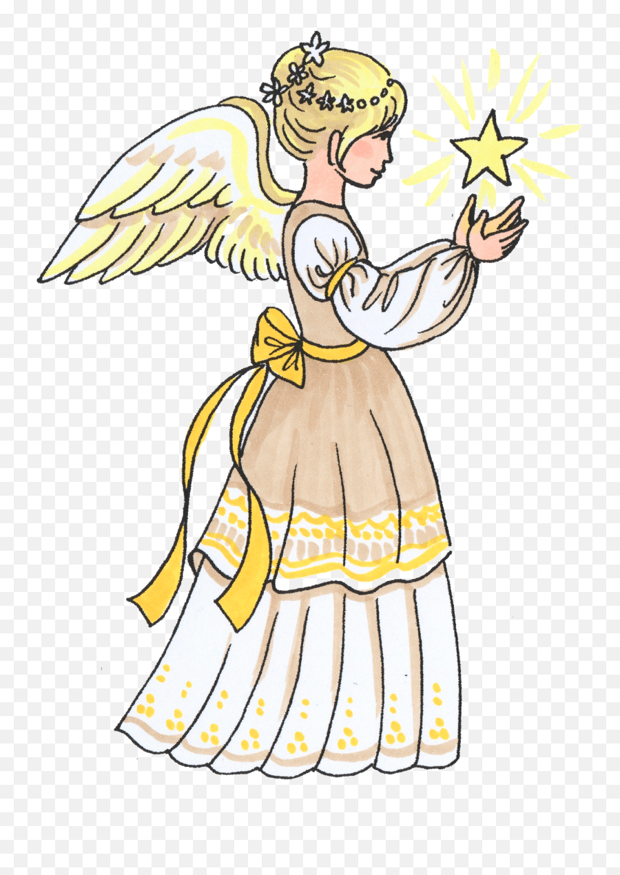 Christmas Angel With A Star Clipart Free Download - Angels In Heaven Clipart Emoji,Christmas Angel Clipart