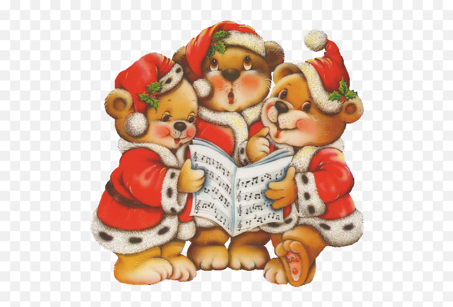 Christmas Caroling Bears Animated 2008 Picture Of Choir - Animated Glitter Gif Animated Glitter Merry Christmas Emoji,Christmas Carolers Clipart