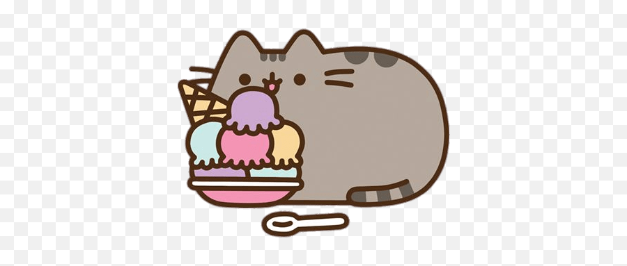 Pusheen Eating Ice Cream Transparent - Pusheen Cat Emoji,Pusheen Transparent Background