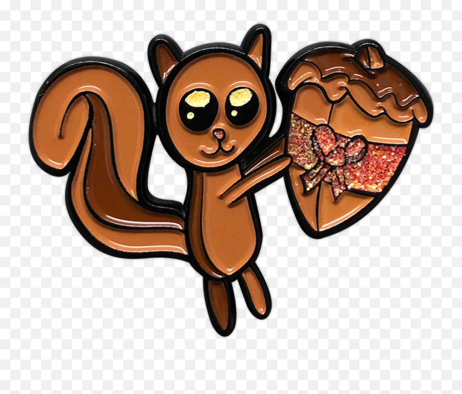 Thoughtful Squirrel Glitter Enamel Pin Guest Art By Daughter Jade Johnson Emoji,Guest Clipart