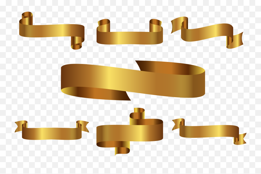 Gold Ribbon - Vector Golden Ribbon Label Png Download 2716 Emoji,Gold Vector Png