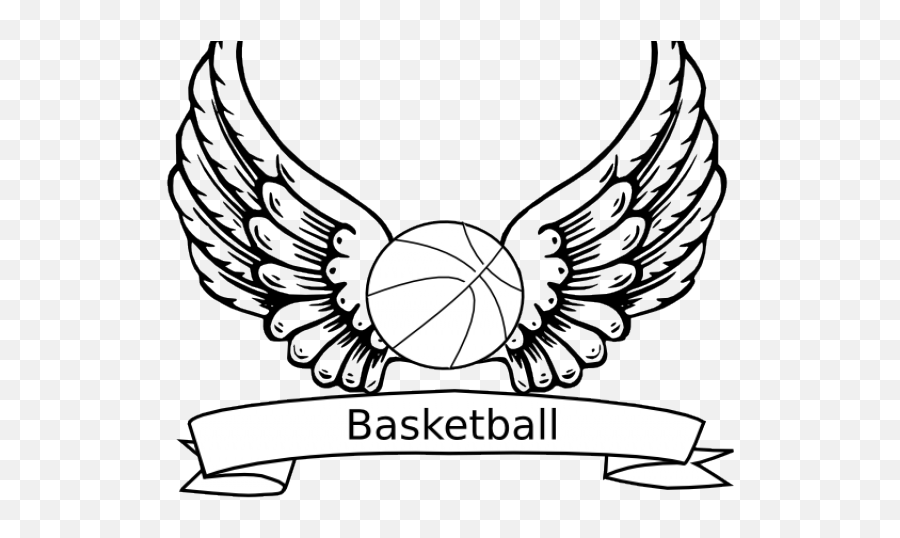 Download Hd Wings Tattoos Clipart Basketball - Transparent Angel Wings Outline Emoji,Halo Clipart