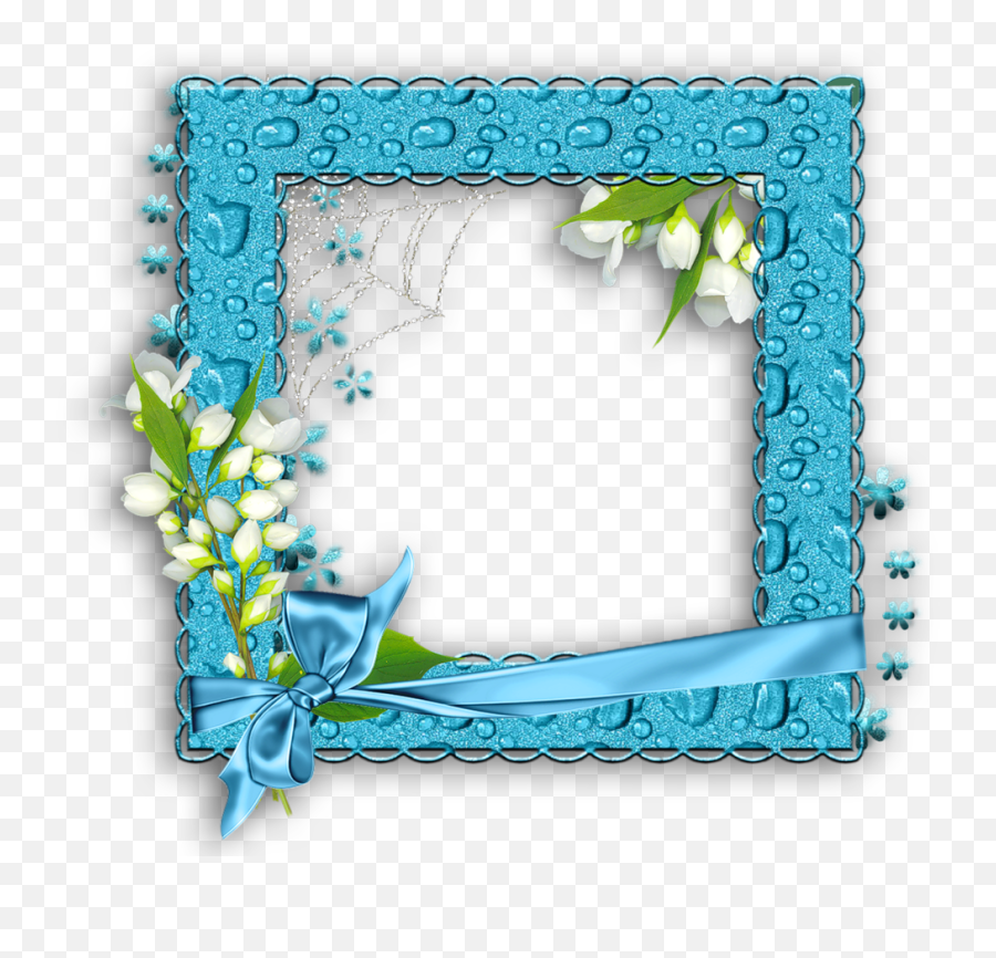 Blue Water Png Photo Frame Floral Frames Marcos Florales Emoji,Clipart Picture Frames