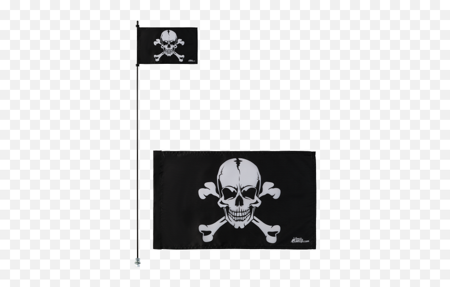 White Skull Crossbones 12 X 18 Safety Flag W Black Or White 14 X 6u0027 Whip - Go Kart Whip Flag Skull Emoji,Skull And Crossbones Png