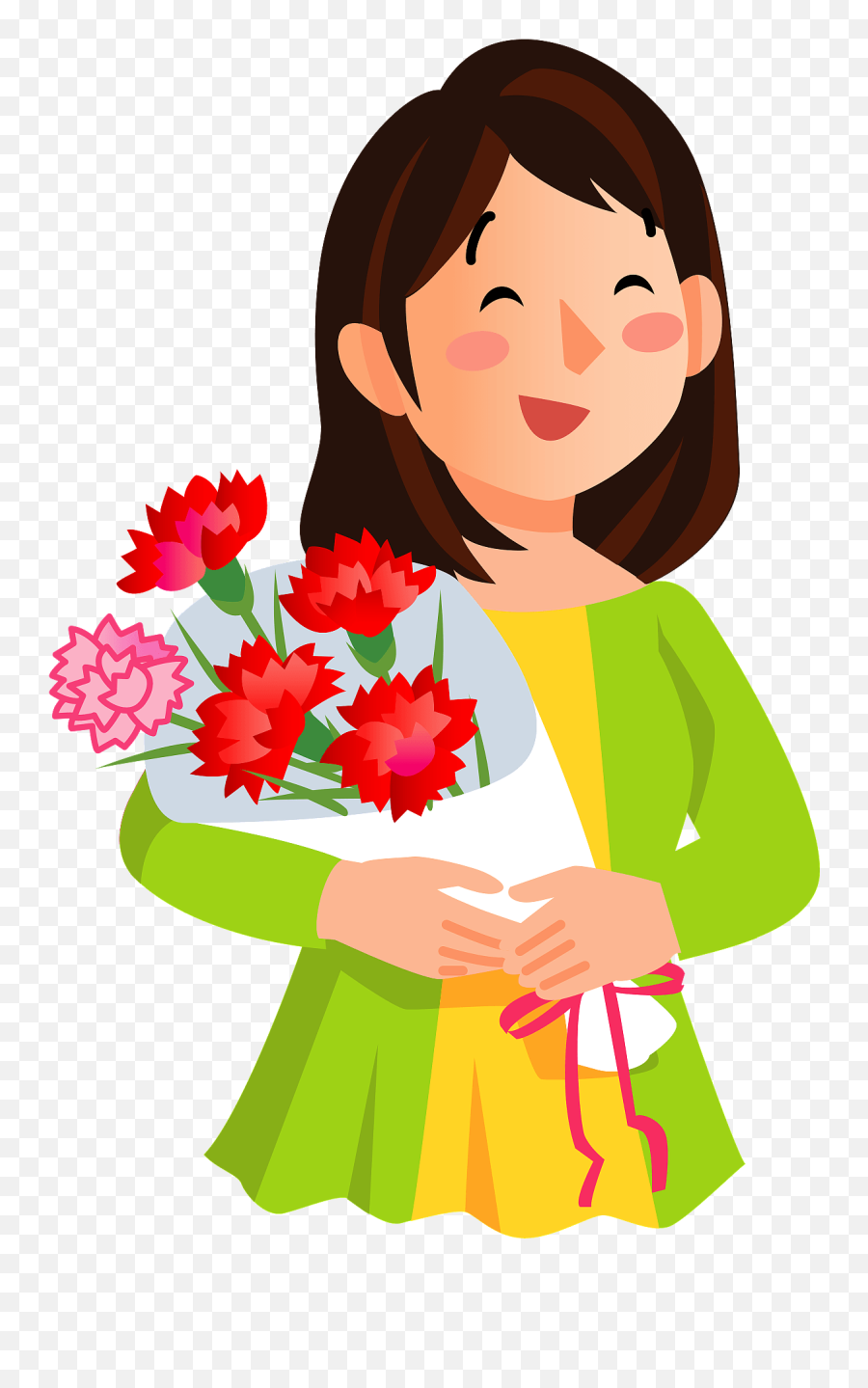 Motheru0027s Day Gift Of Carnation Bouquet Clipart Free - Happy Emoji,Mothers Day Clipart Free