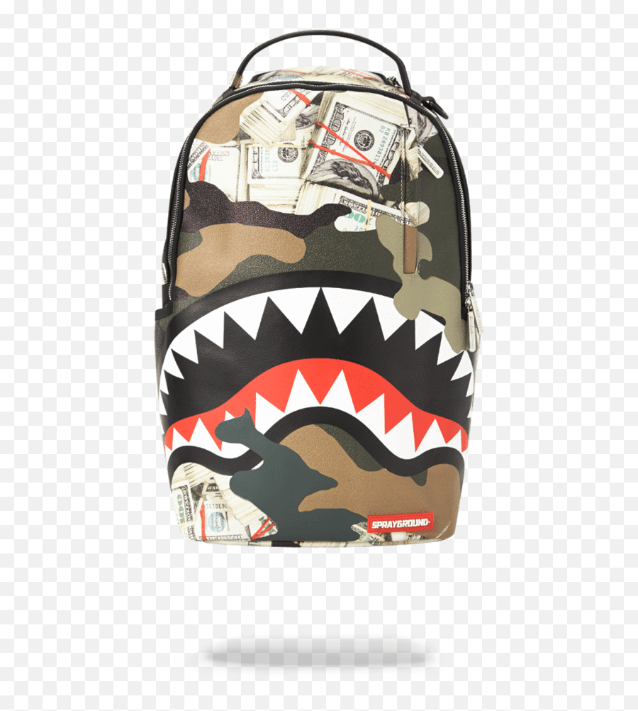 Camo Money Shark - Sprayground Backpack Black Emoji,Money Bags Png