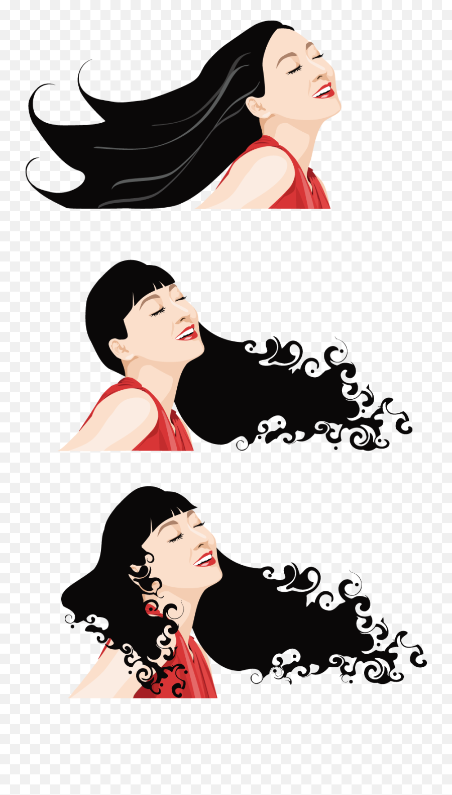 Cartoon Long Hair Illustration - Flowing Hair Png Download Long Hair Emoji,Cartoon Hair Png