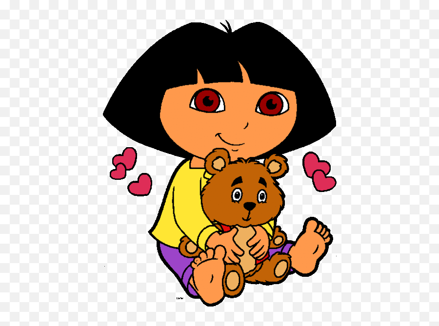 Dora The Explorer Clipart - Dora With Teddy Bear Emoji,Explorer Clipart