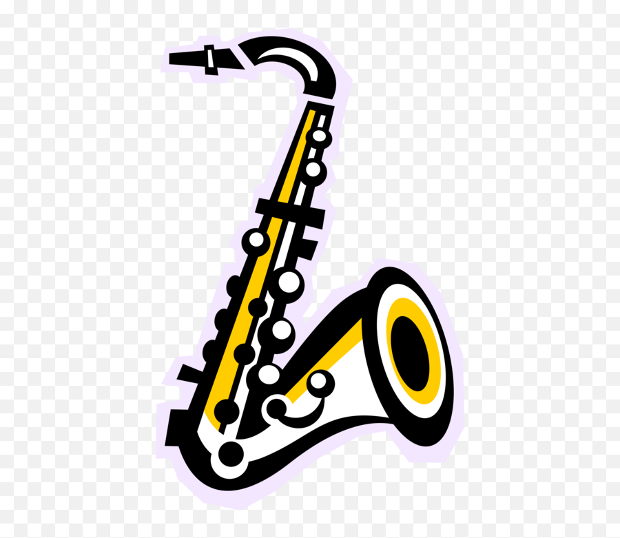 Vector Illustration Of Saxophone Brass Single - Reed D Pin Emoji,Saxophone Clipart Black And White