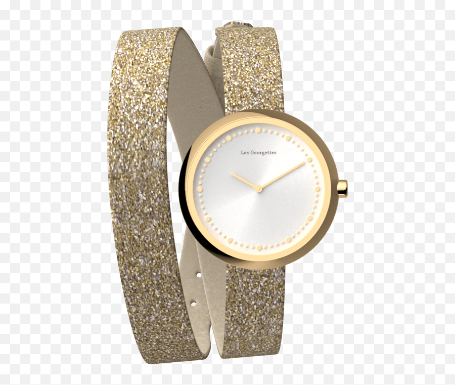 Cream Gold Glitter Wraparound Watch Gold Finishes - Watch Strap Emoji,Gold Glitter Png