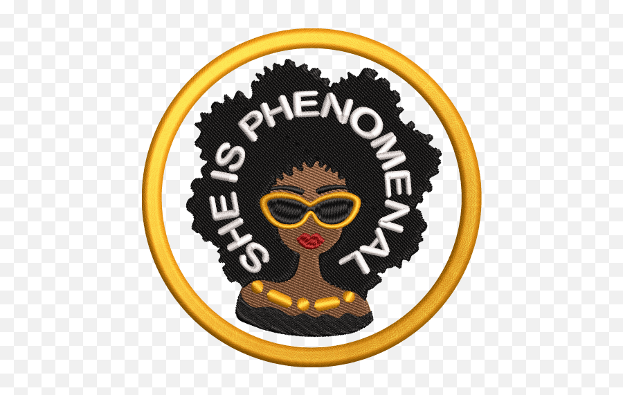 She Is Phenomenal Patch No Fill Small Afrocentric Emoji,Embroidery Clipart