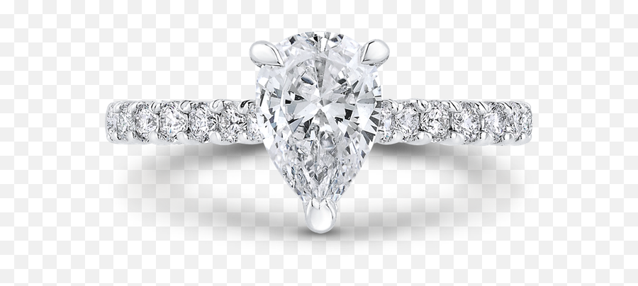 14k White Gold Pear Diamond Engagement Ring Semi - Mount Emoji,Ring Transparent Background