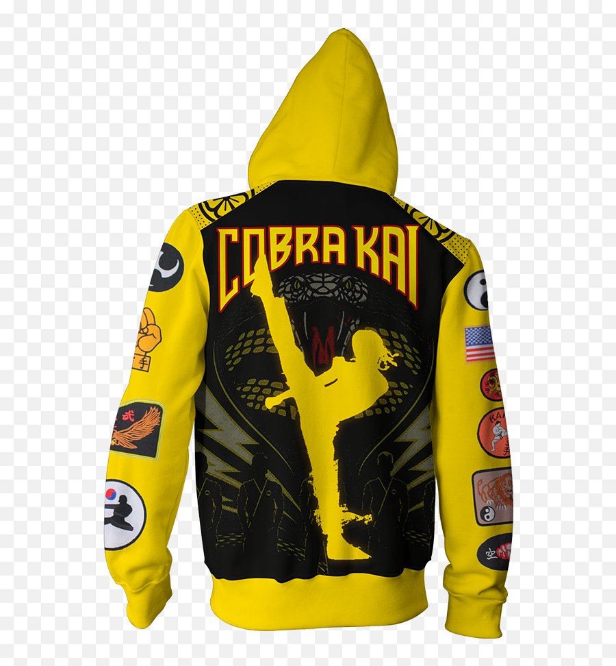 The Karate Kid Cobra Kai Zip Up Hoodie U2013 Moveekbuddyshop - Hoodie Emoji,Cobra Kai Logo
