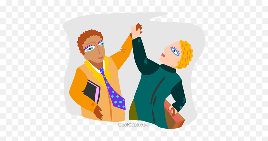 Workers Giving Each Other The High - Five Royalty Free Vector Emoji,Five Clipart
