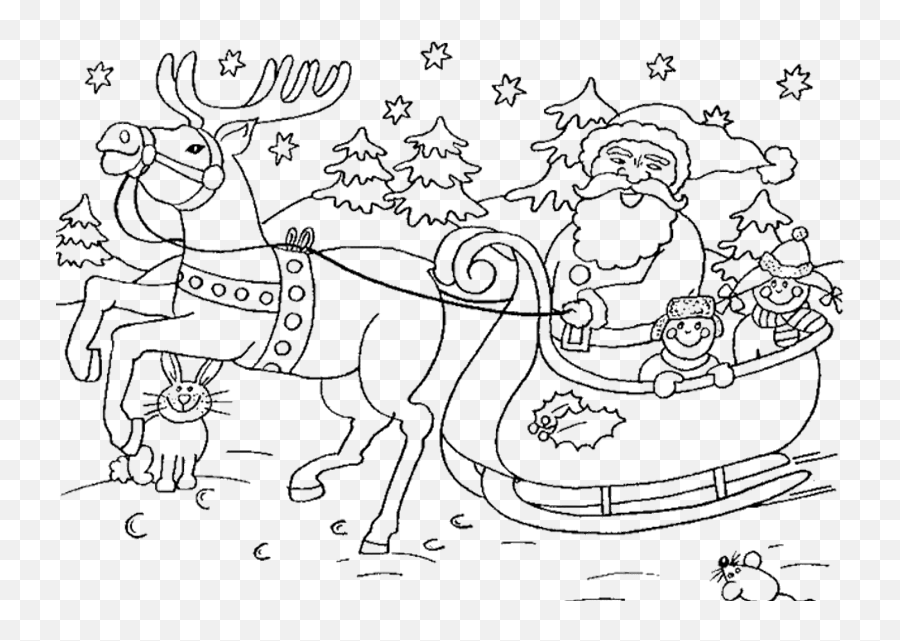 Sleigh Clipart Christmas Sleigh Ride - Flying Sleigh Coloring Pages Emoji,Santa Sleigh Clipart