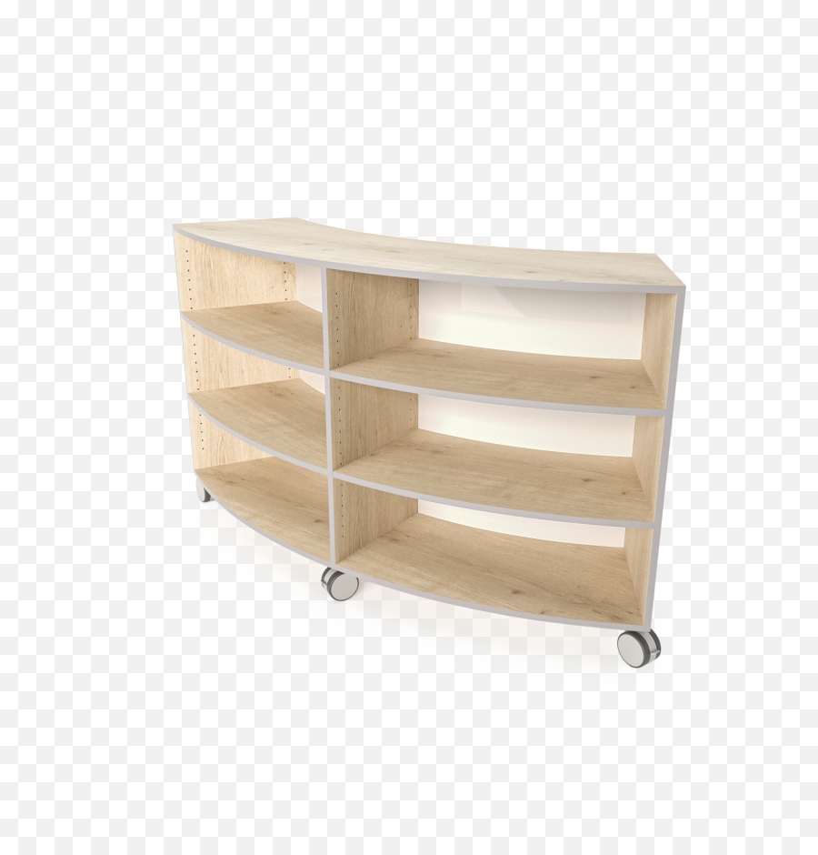 Kio Curved Mobile Bookcase - Solid Emoji,Transparent Bookshelf