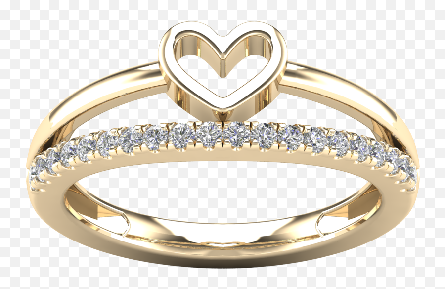 24 Ct Heart Two Lines Ladies Ring In 14k Gold - Engagement Emoji,Gold Lines Png