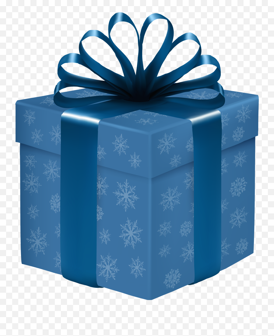 Download Blue Gift Box With Snowflakes Png Clipart - Transparent Background Blue Gift Box Png Emoji,Snowflakes Png