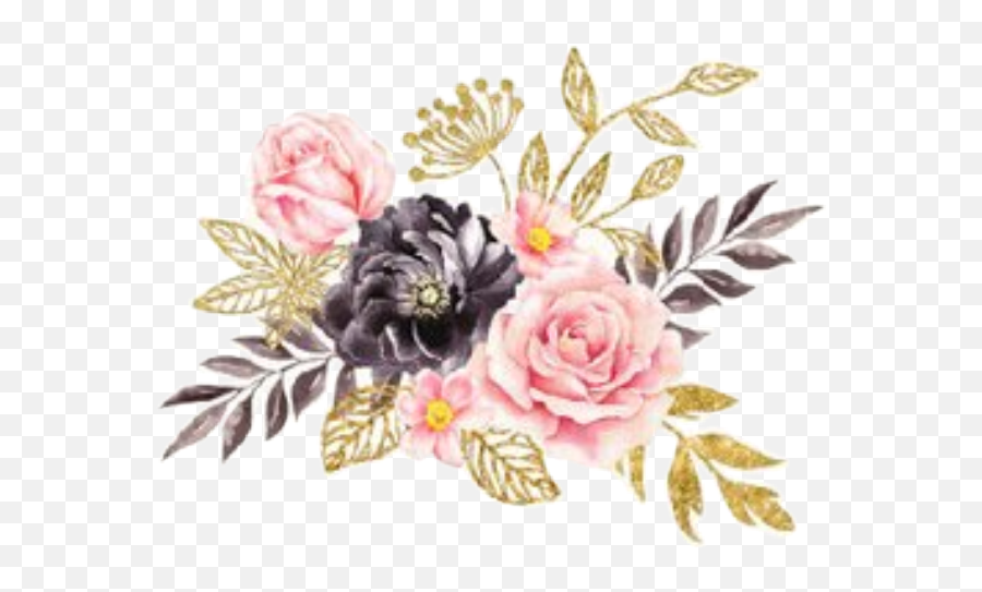 The Most Edited Florals Picsart - Pink And Black Watercolor Flowers Emoji,Florais Png