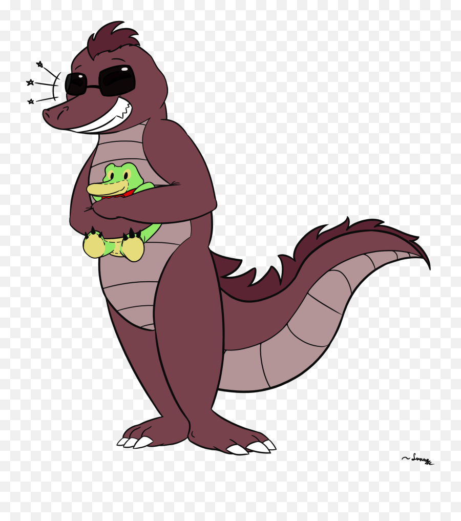 My First Commission A Cute Gator Holding Another Cute - Game Emoji,Uf Gator Png