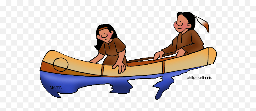 Native American Canoe Clipart - Native American In Canoe Cartoon Emoji,Canoe Clipart
