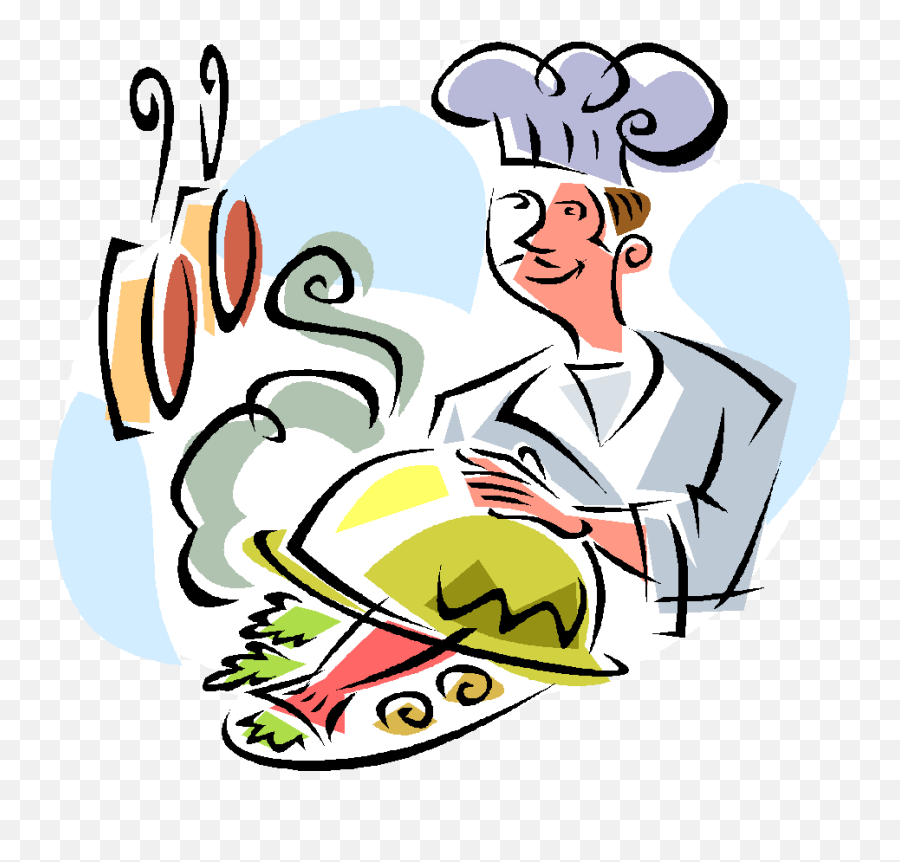 Chef With Fish Dinner - Cartoon Chef Cooking Png Gourmet Chef Gourmet Clipart Emoji,Cooking Png