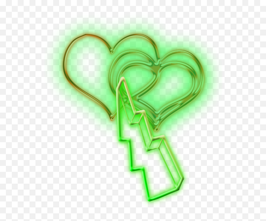 Heart And Arrow Png - Mq Green Heart Hearts Arrow Neon Girly Emoji,Green Heart Png
