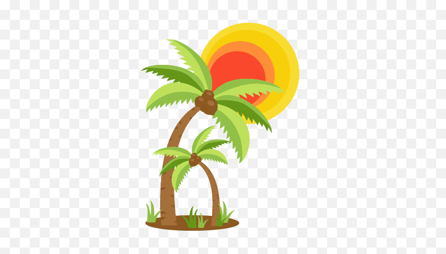 Coconut Trees With Sun Svg Cut File Scrapbook Title Svg Cuts Emoji,Sun Silhouette Png