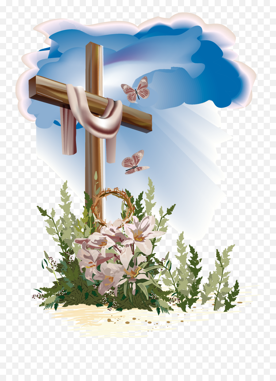 Easter Christian Cross Png Photos Png Mart - Holy Cross With Flower Emoji,Cross Png