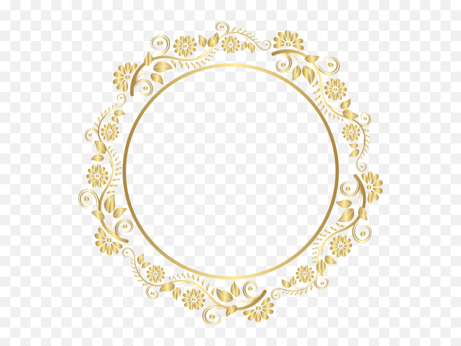 Golden Floral Circle Border Png Photos - Vector Gold Circle Frame Png Emoji,Gold Border Png