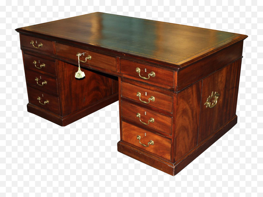 Old Table Png - Georgian Mahogany Partners Desk With Leather Drawer Pull Emoji,Desk Transparent
