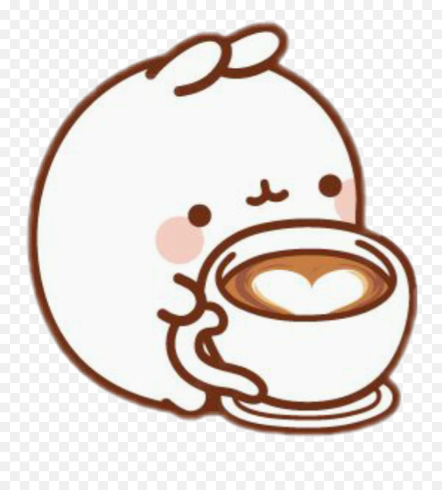 White Sticker - Molang Coffee Png Clipart Full Size Kawaii Coffee Cute Emoji,Coffee Png