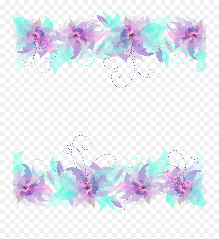 Download Hd Blue Flower Clipart Decorative - Purple And Blue Purple And Turquoise Flowers Png Emoji,Blue Flower Clipart