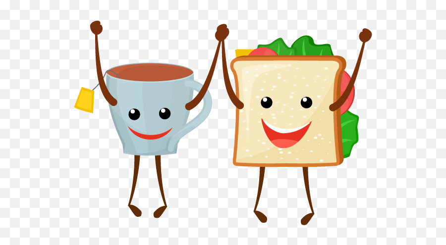 Tea And Sandwich - Cartoon Clipart Full Size Clipart Happy Emoji,Sandwich Clipart