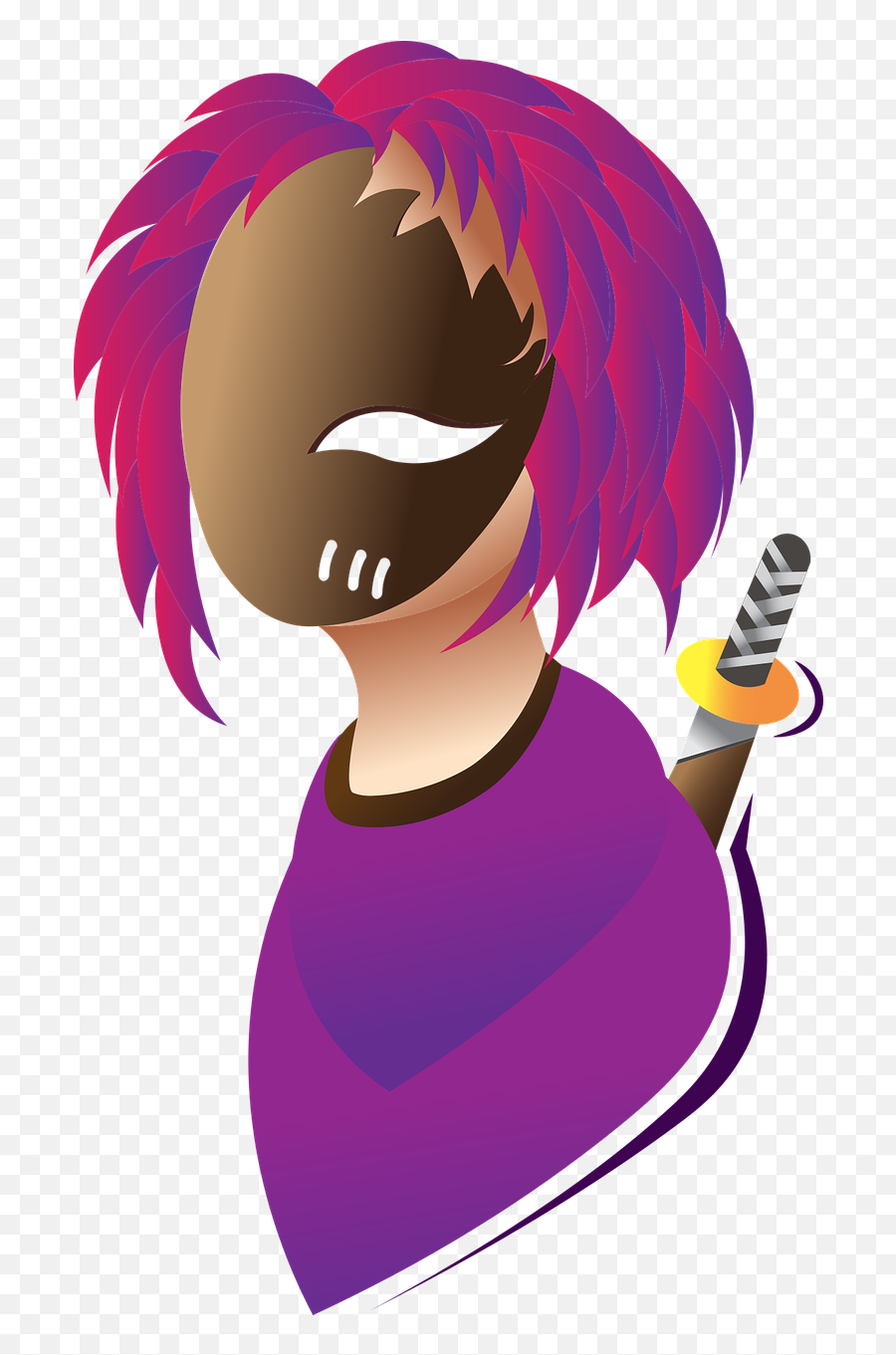 Girl Mask Katana - Free Vector Graphic On Pixabay Hair Design Emoji,Logo Game
