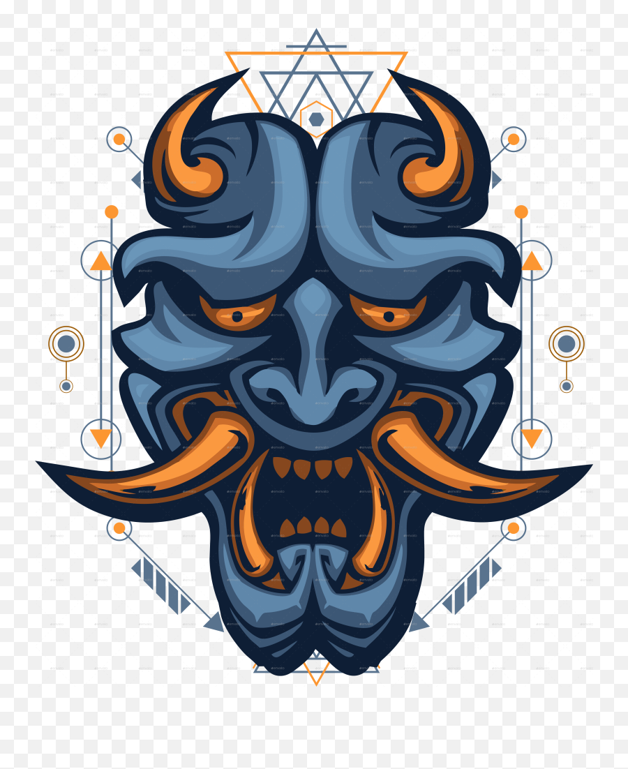 Oni Mask In Sacred Geometry By Arrancarstudio Graphicriver Emoji,Oni Png