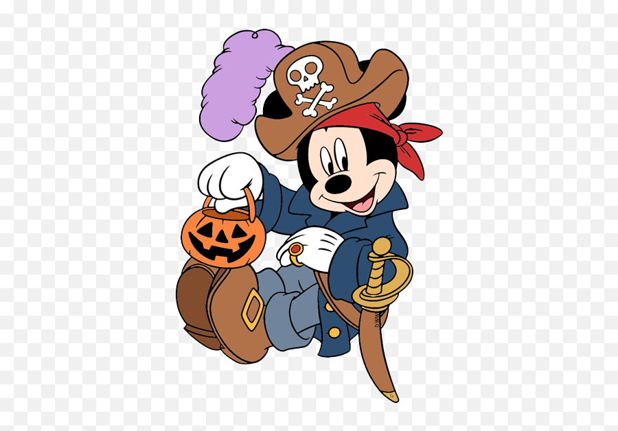 Clip Art Of Mickey Mouse As A Pirate Trick - Ortreating On Emoji,Mickey Hat Clipart