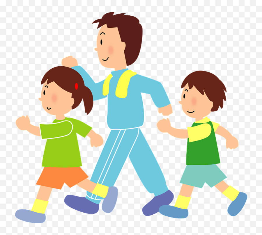 Family Is Walking Together Clipart - Kids Walking Exercise Clipart Emoji,Walk Clipart