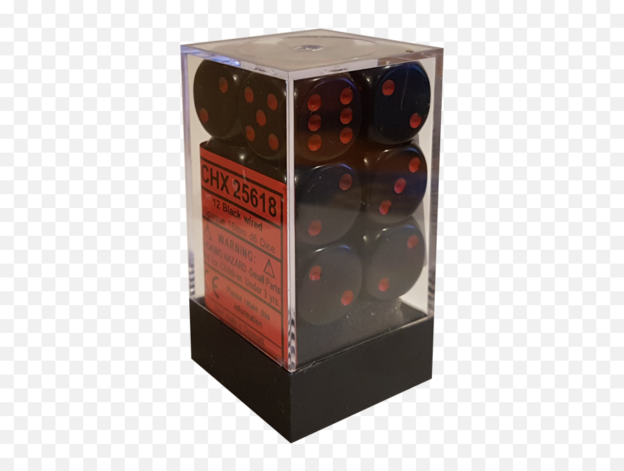 Chessex Black Wred Opaque 16mm D6 Dice Block - Box Emoji,D20 Dice Clipart