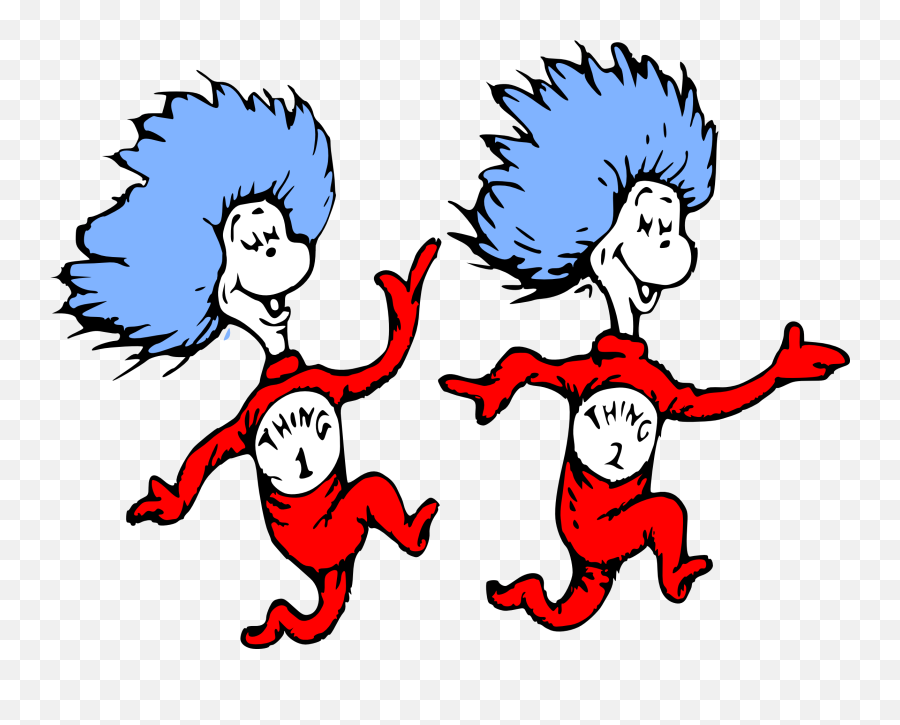 Dr Seuss Coloring Pages - Thing 1 And Thing 2 Emoji,Cat In The Hat Clipart