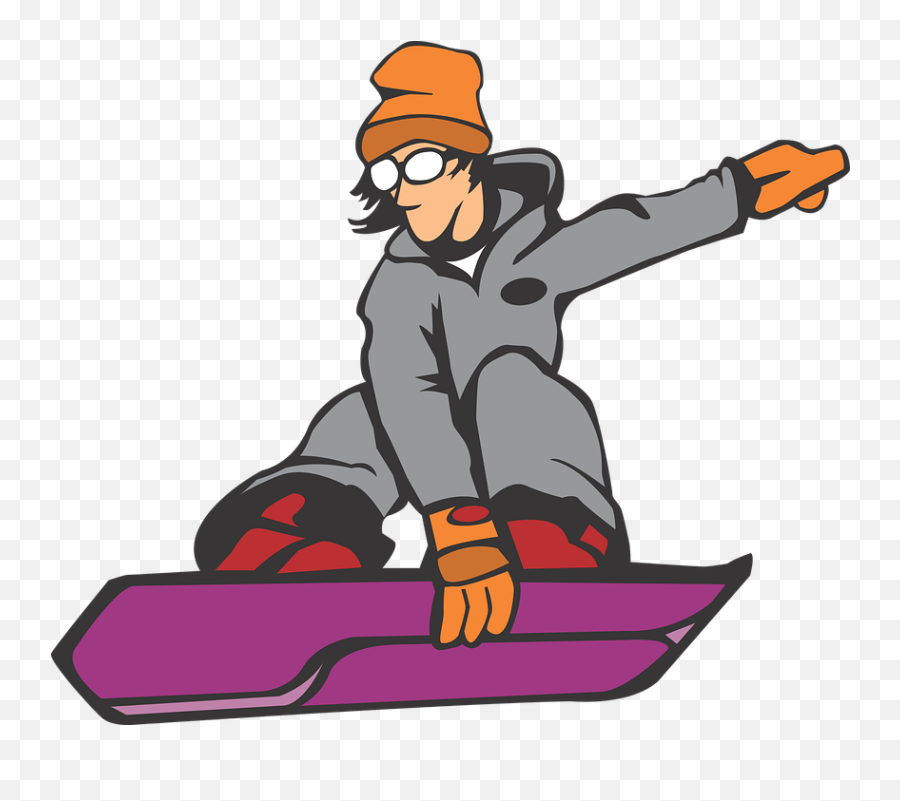 Cartoon Snowboard Sport Winter Teen - Snowboarding Cartoon Snowboarder Clipart Png Emoji,Sledding Clipart