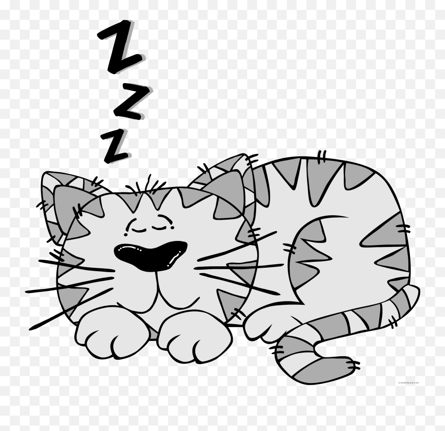 Cartoon Cat Animal Free Black White Clipart Images - Clip Sleeping Cat Clipart Emoji,Farm Animals Clipart Black And White