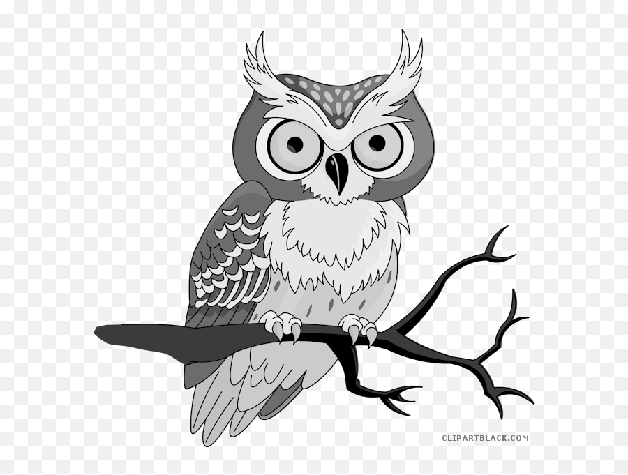 Owl Clipart White - Clipart Black And White Image Of Owl Emoji,Owl Clipart