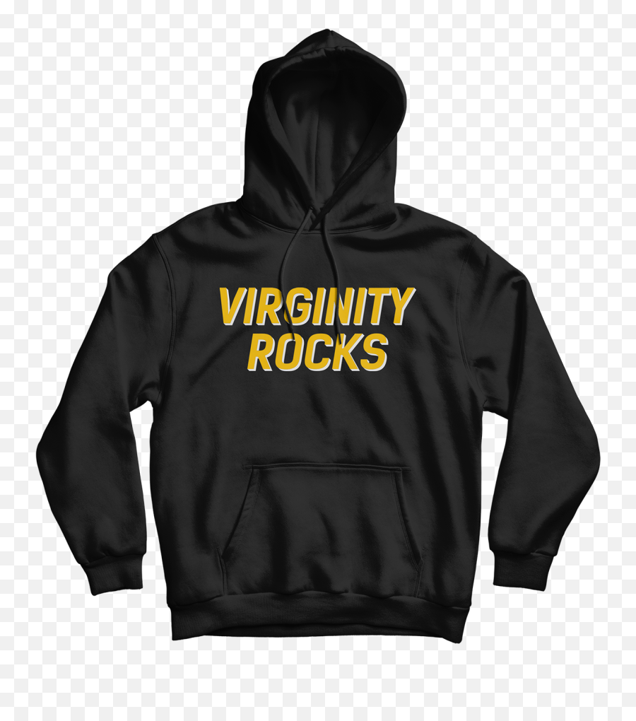 Virginity Rocks Black Hoodie - Hooded Emoji,Blacked Logo