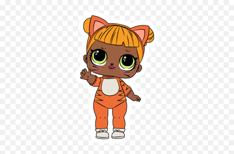 Lol Doll Tiger Sticker - Sticker Mania Baby Cat Lol Doll Emoji,Lol Doll Logo