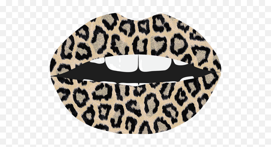 Cheetah Pattern Lips Leopard Fur Mouth - Blue Leopard Print Bandana Emoji,Leopard Print Clipart
