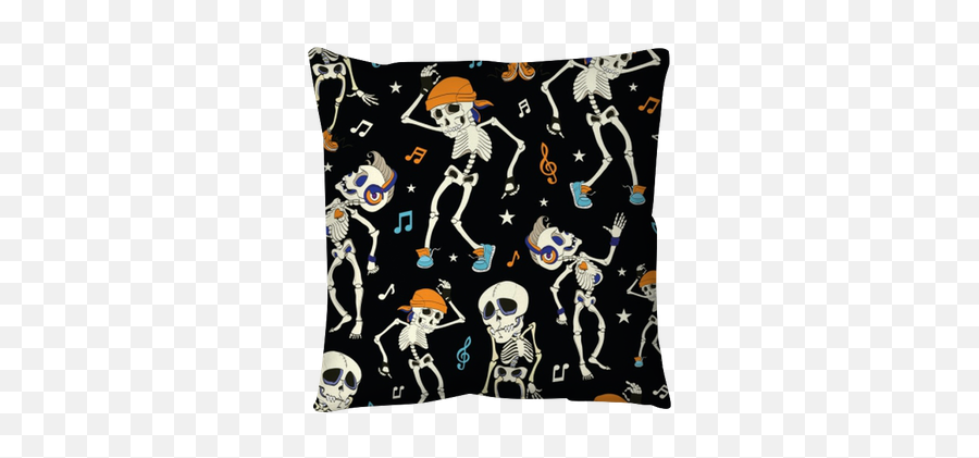 Vector Dancing Skeletons Party Halloween Seamless Pattern Music Pillow Cover U2022 Pixers - We Live To Change Emoji,Dancing Skeleton Png